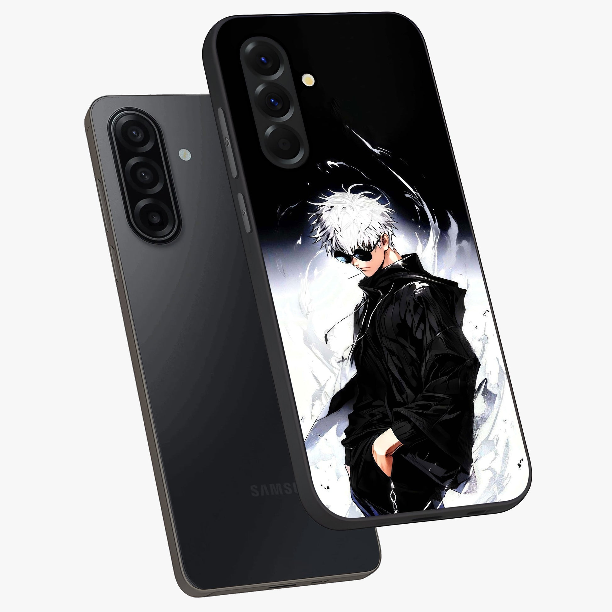 Limitless Shadow King Glass Case displayed in angled mockup highlighting dramatic dark hero design with intense aesthetic.