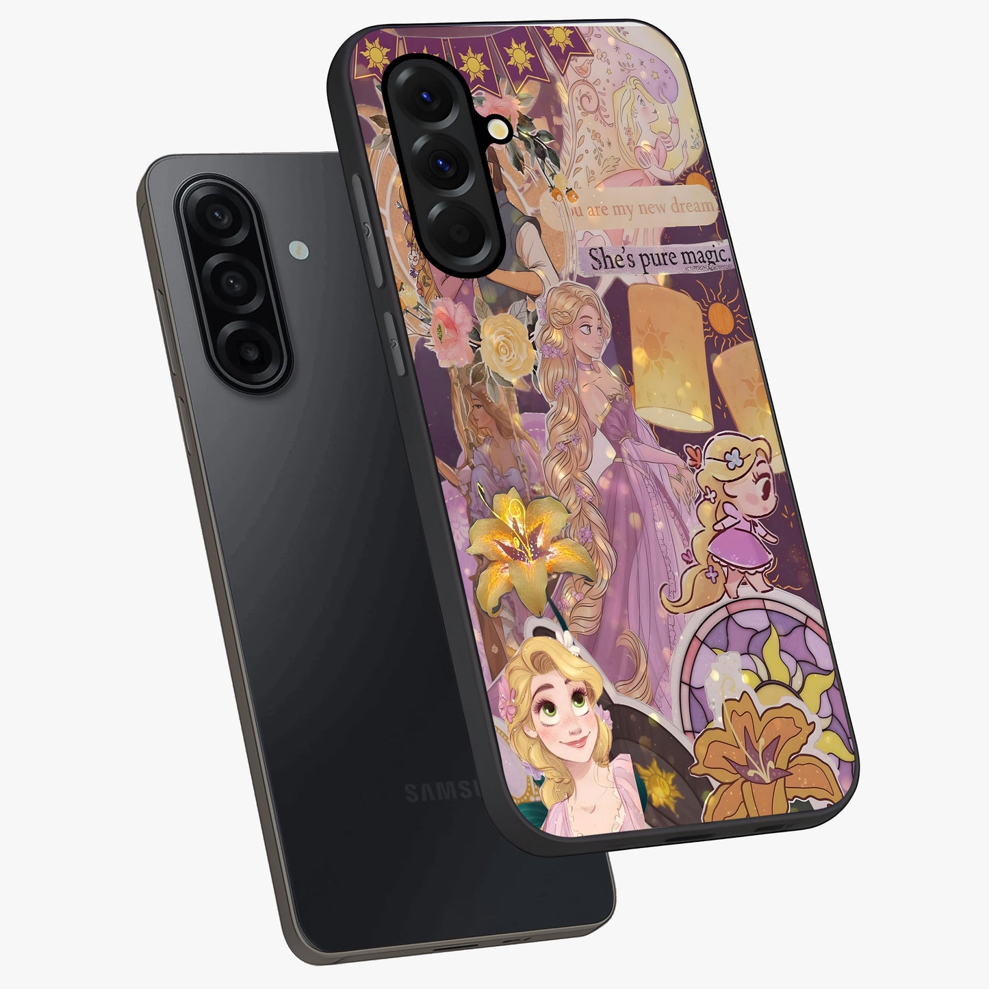 Magical Tangled Dream Glass Case displayed in angled mockup highlighting whimsical fantasy design with magical aesthetic.