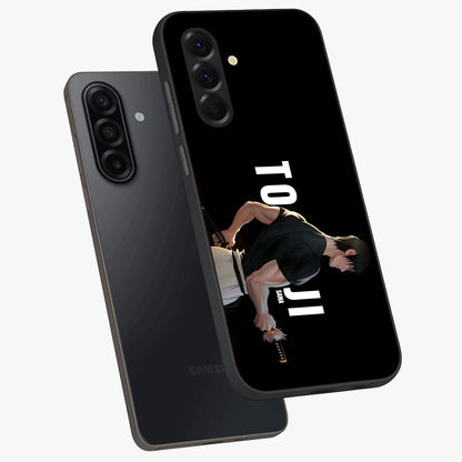 Midnight Blade Resolve Glass Case displayed in angled mockup highlighting powerful blade illustration with dramatic dark aesthetic.