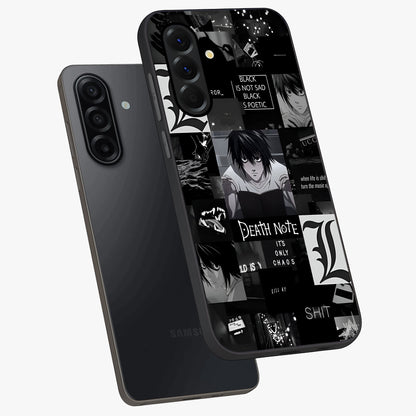 Midnight Chaos Mind Glass Case displayed in angled mockup highlighting chaotic artistic design with dramatic midnight aesthetic.