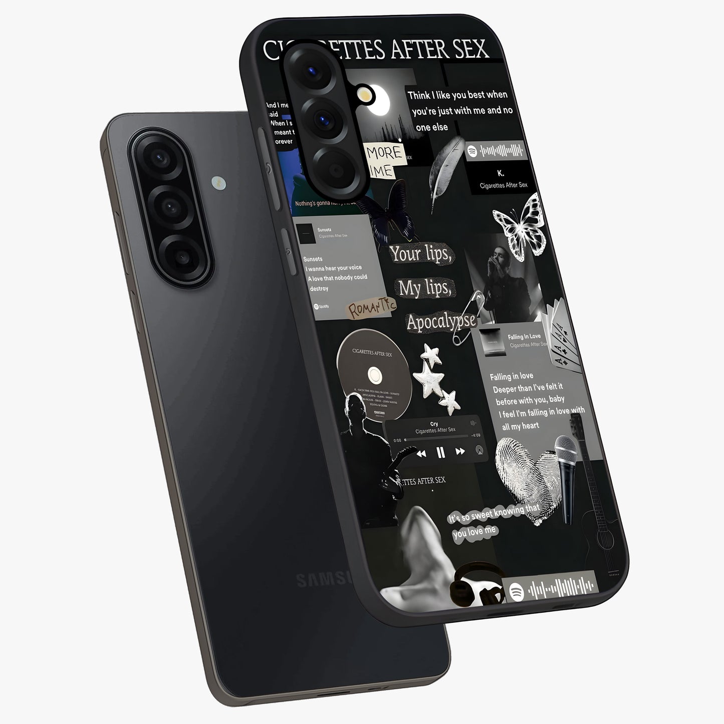 Midnight Love Echo Glass Case displayed in angled mockup highlighting elegant love inspired design with deep aesthetic style.