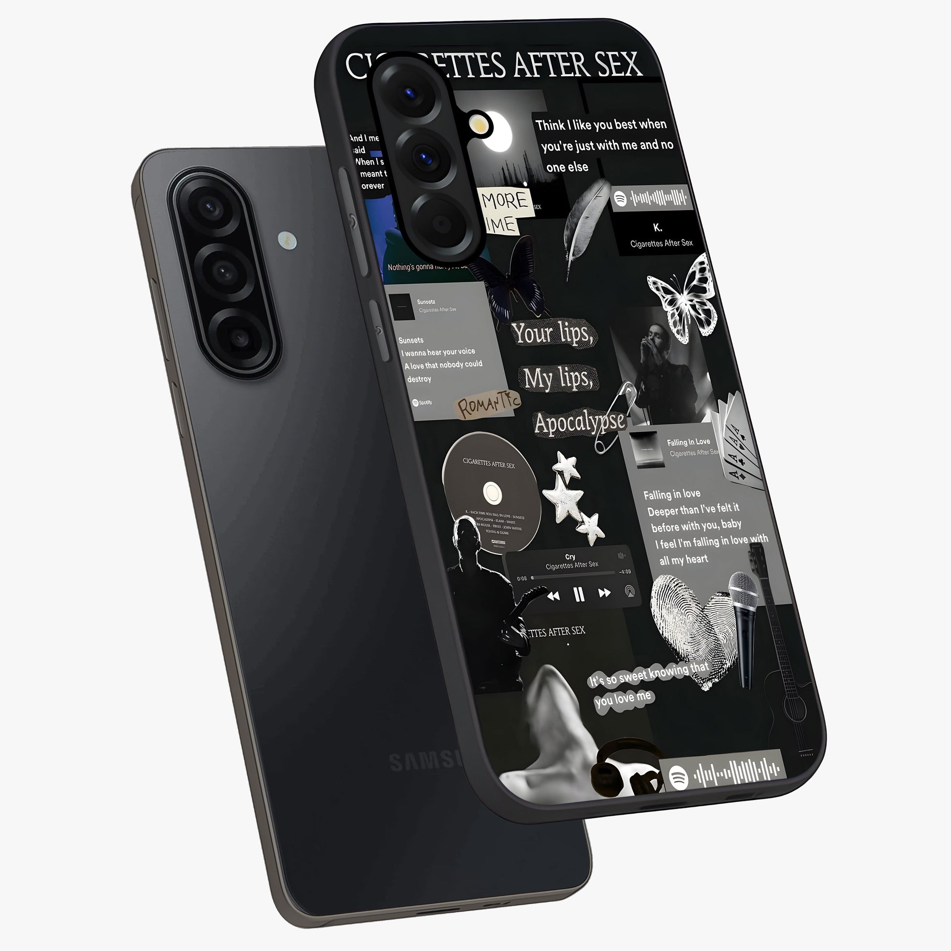 Midnight Love Echo Glass Case displayed in angled mockup highlighting elegant love inspired design with deep aesthetic style.