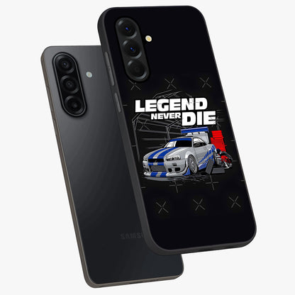 Midnight Racing Legacy Glass Case displayed in angled mockup highlighting dynamic automotive design with bold midnight aesthetic.