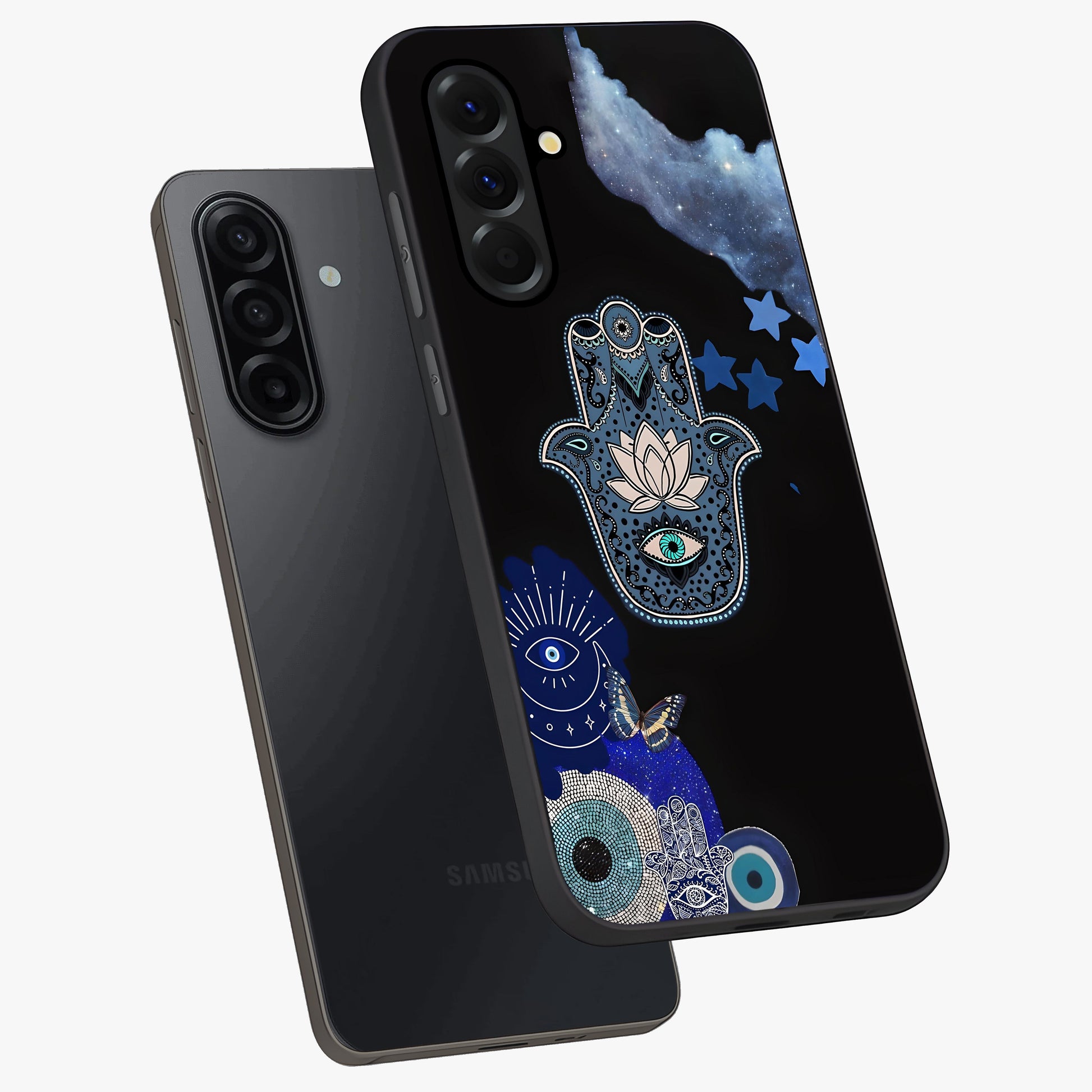 Mystic Hand Aura Glass Case displayed in angled mockup highlighting magical aura design with spiritual aesthetic style.