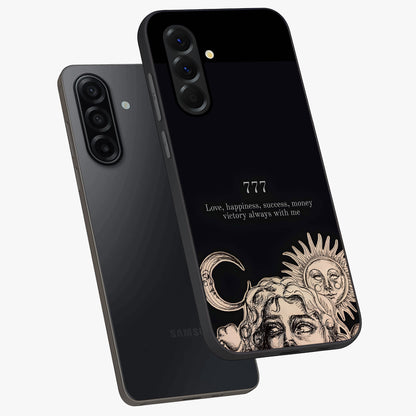 Mystic Victory Aura Glass Case displayed in angled mockup highlighting energetic aura design with bold mystical aesthetic.