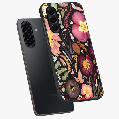 Petal Dream Tapestry Glass Case displayed in angled mockup highlighting decorative petal pattern with elegant botanical aesthetic.