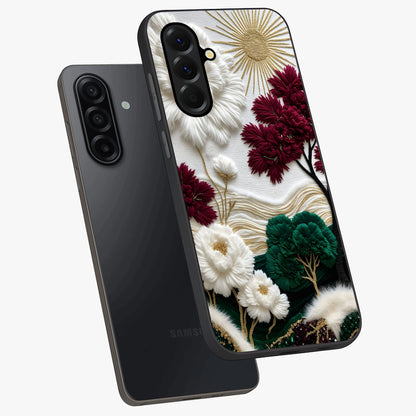 Radiant Bloom Elegance Glass Case displayed in angled mockup highlighting graceful floral design with radiant aesthetic style.