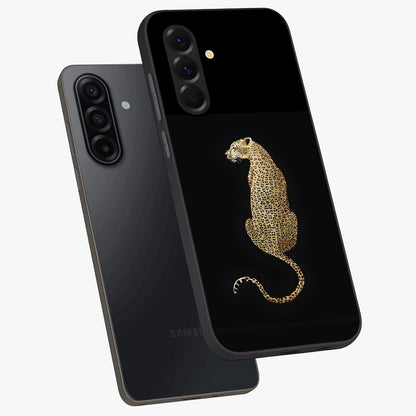 Regal Leopard Glass Case displayed in angled mockup highlighting powerful animal illustration with stylish wild aesthetic.