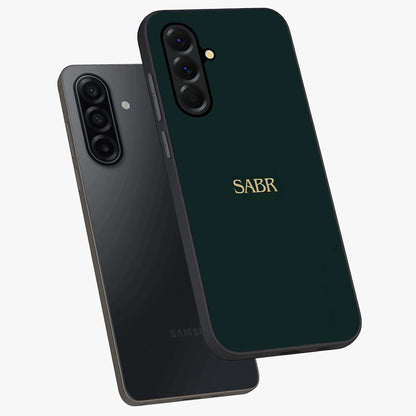 Sabr Minimal Patience Glass Case displayed in angled mockup highlighting simple inspirational design with clean aesthetic style.