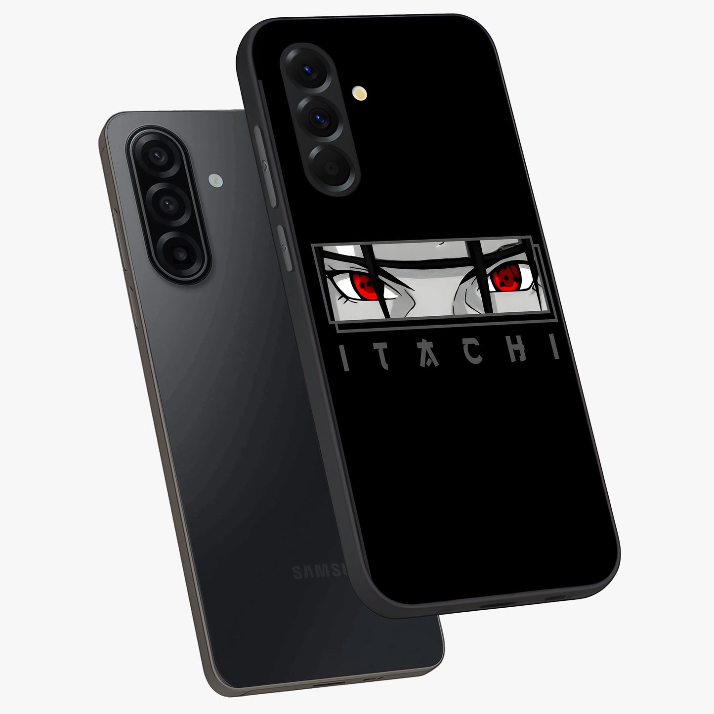 Scarlet Gaze Dominance Glass Case displayed in angled mockup highlighting intense visual design with bold scarlet aesthetic.