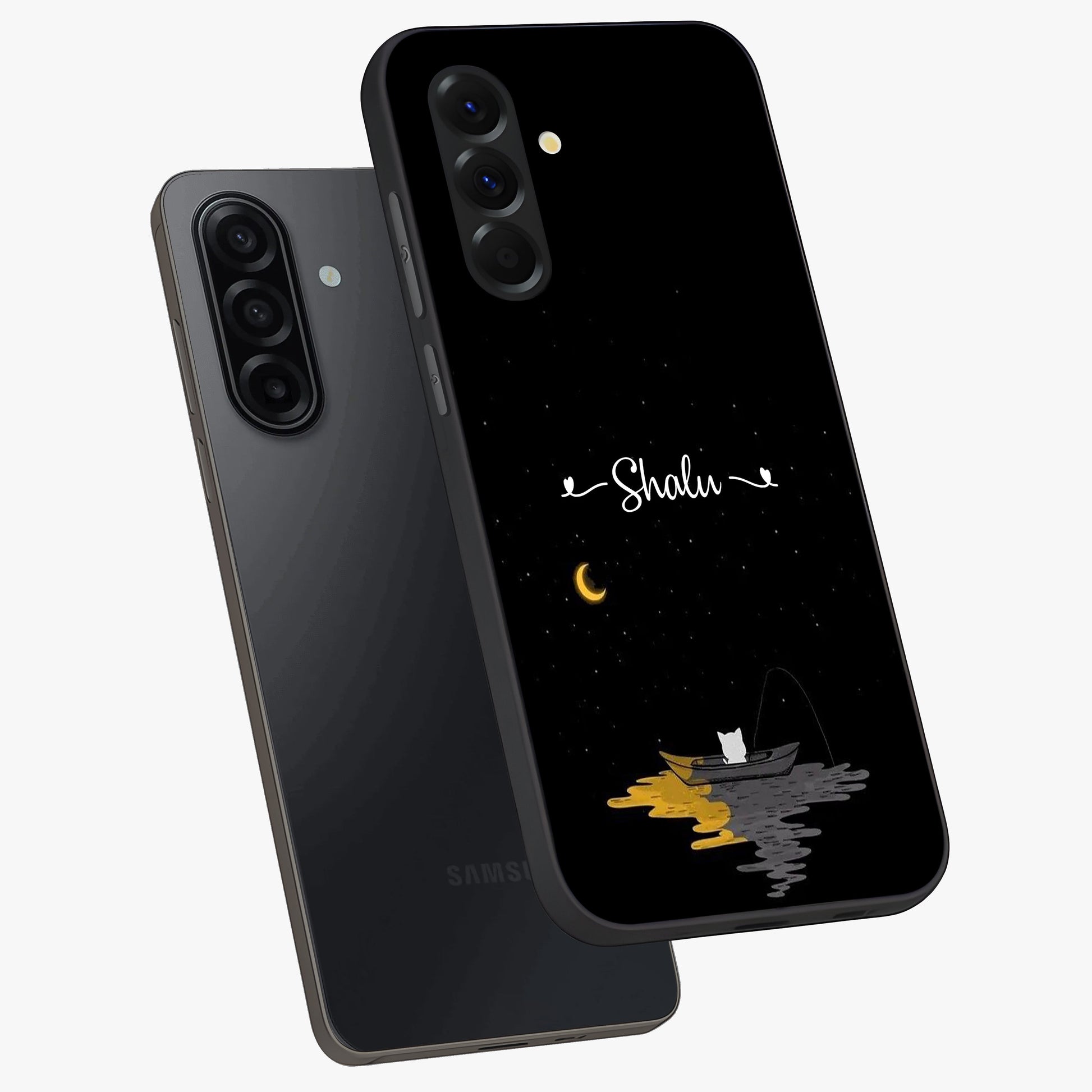 Silent Night Row Glass Case displayed in angled mockup highlighting peaceful evening design with dreamy night aesthetic.