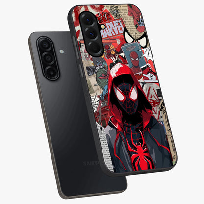 Spider Collage Street Glass Case displayed in angled mockup highlighting dynamic street style collage design with comic aesthetic.