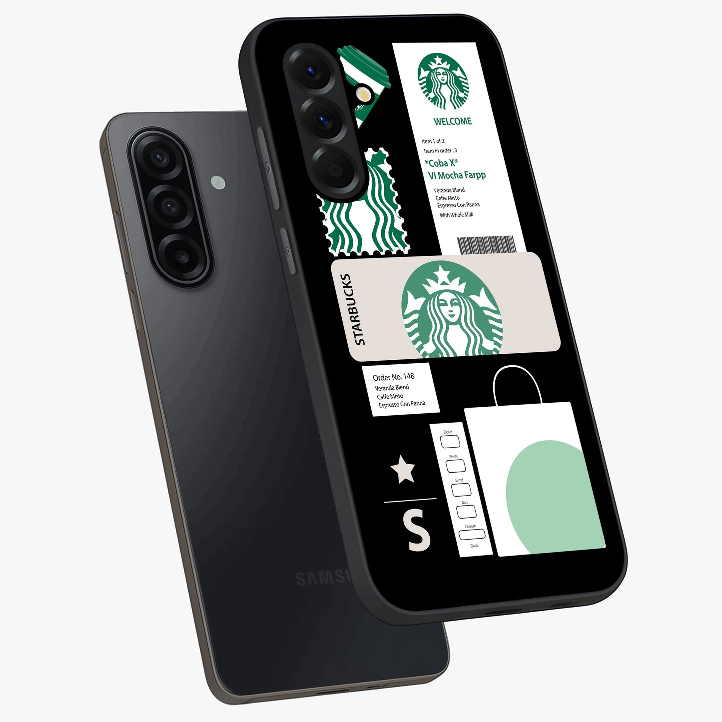 Starbucks Mocha Glass Case displayed in angled mockup highlighting stylish mocha themed design with cozy café aesthetic.