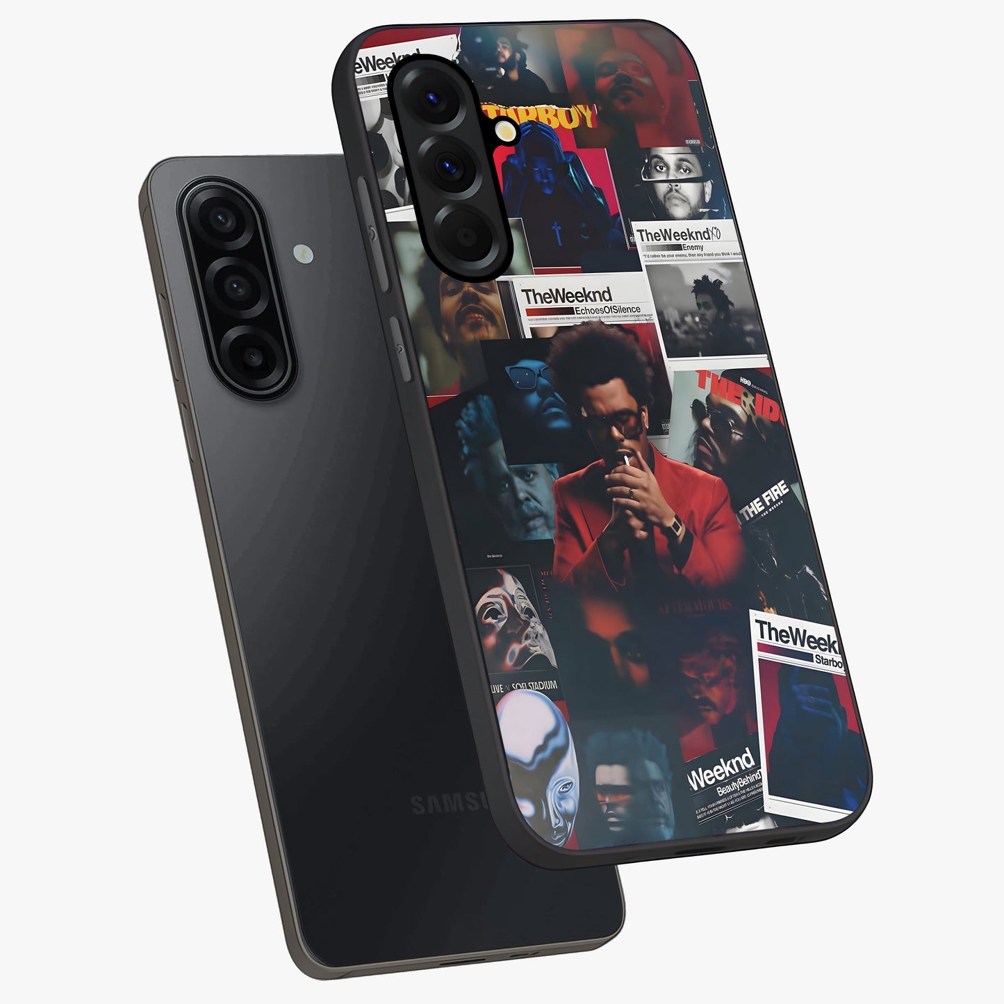 The Weeknd Glass Case displayed in angled mockup highlighting stylish pop culture inspired design with modern aesthetic.