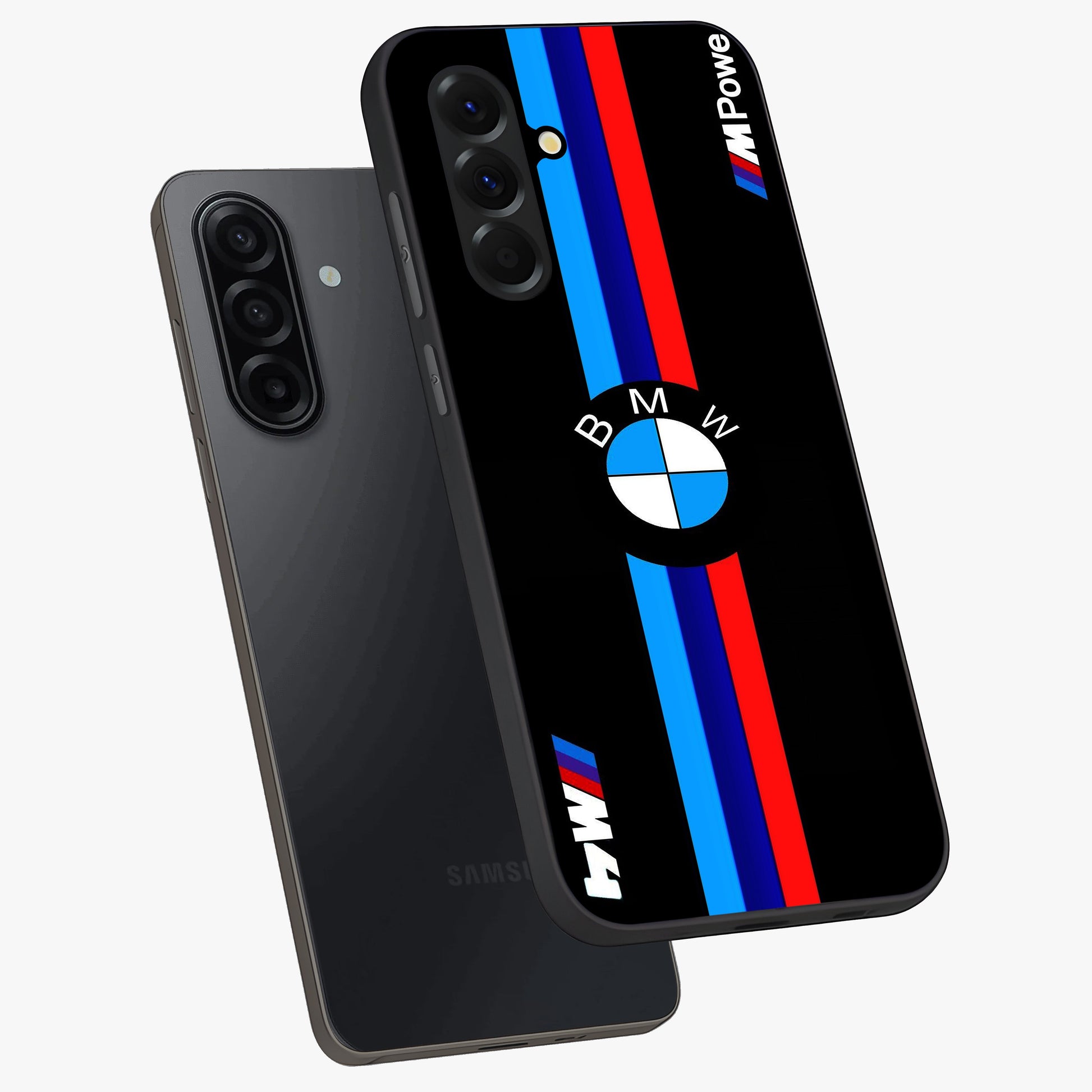 Turbo BMW Beast Glass Case displayed in angled mockup highlighting sleek racing car design with bold automotive aesthetic.