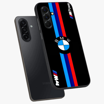 Turbo BMW Beast Glass Case displayed in angled mockup highlighting sleek racing car design with bold automotive aesthetic.