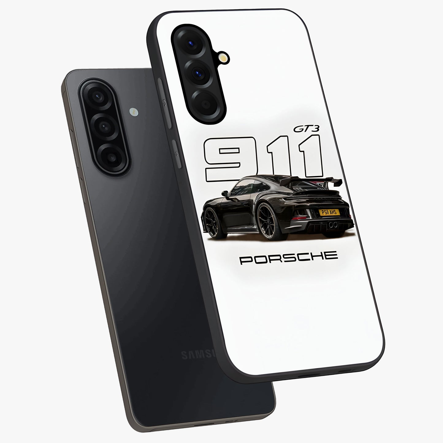 Turbo Legacy Icon Glass Case displayed in angled mockup highlighting dynamic automotive design with performance aesthetic.