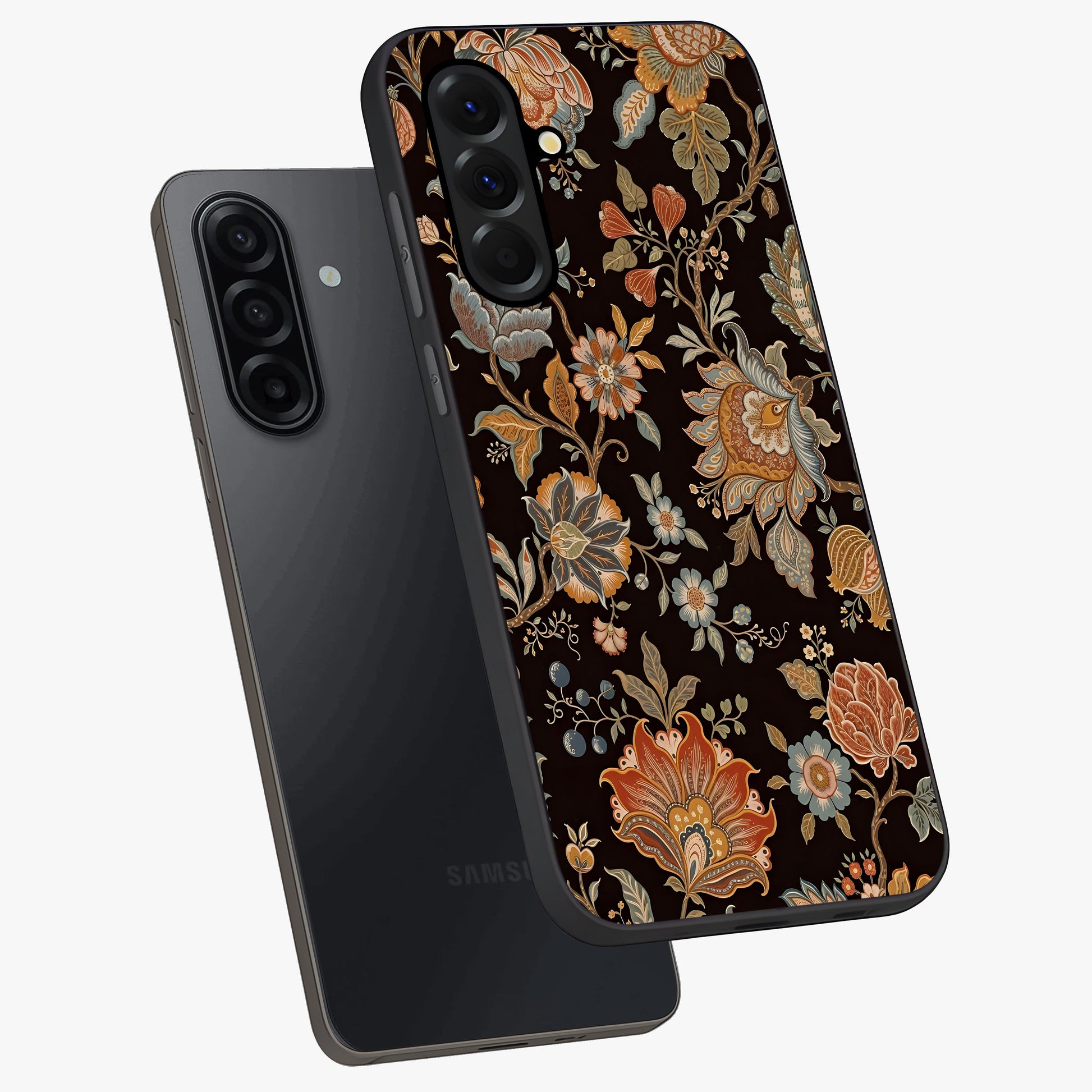 Vintage Floral Dream Glass Case displayed in angled mockup highlighting elegant vintage flower design with soft aesthetic style.