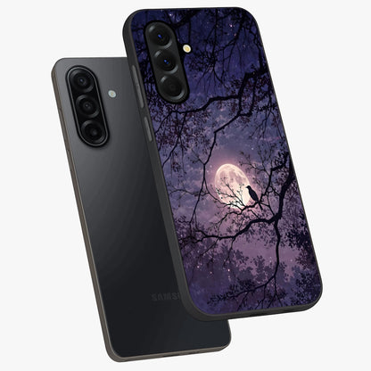 Whispering Moon Silence Glass Case displayed in angled mockup highlighting calm lunar design with dreamy night aesthetic.