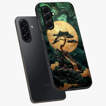 Zen Moon Rise Glass Case displayed in angled mockup highlighting peaceful lunar design with zen aesthetic style.