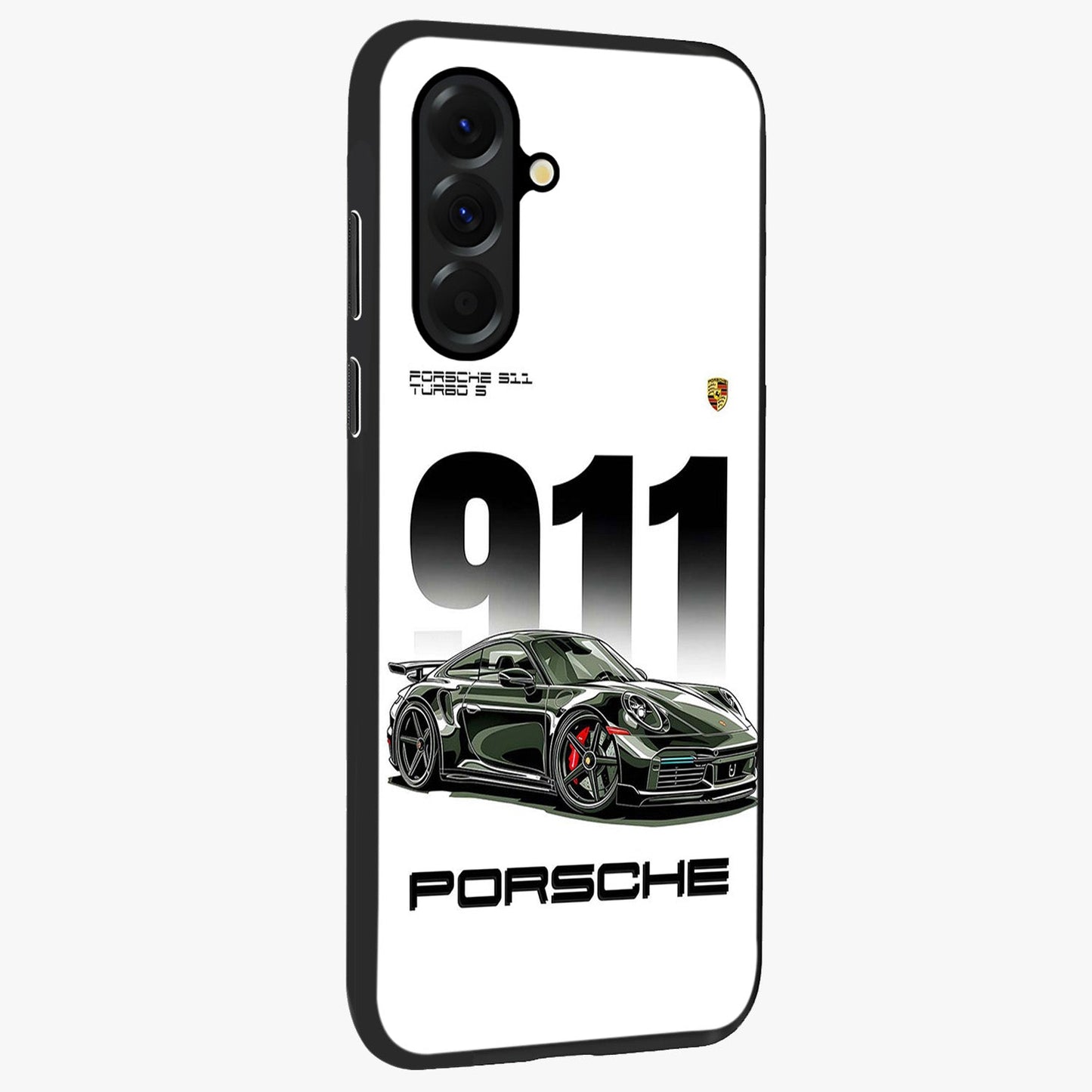 911 Turbo Dominance Glass Case upright perspective showcasing powerful racing design and modern automotive aesthetic.