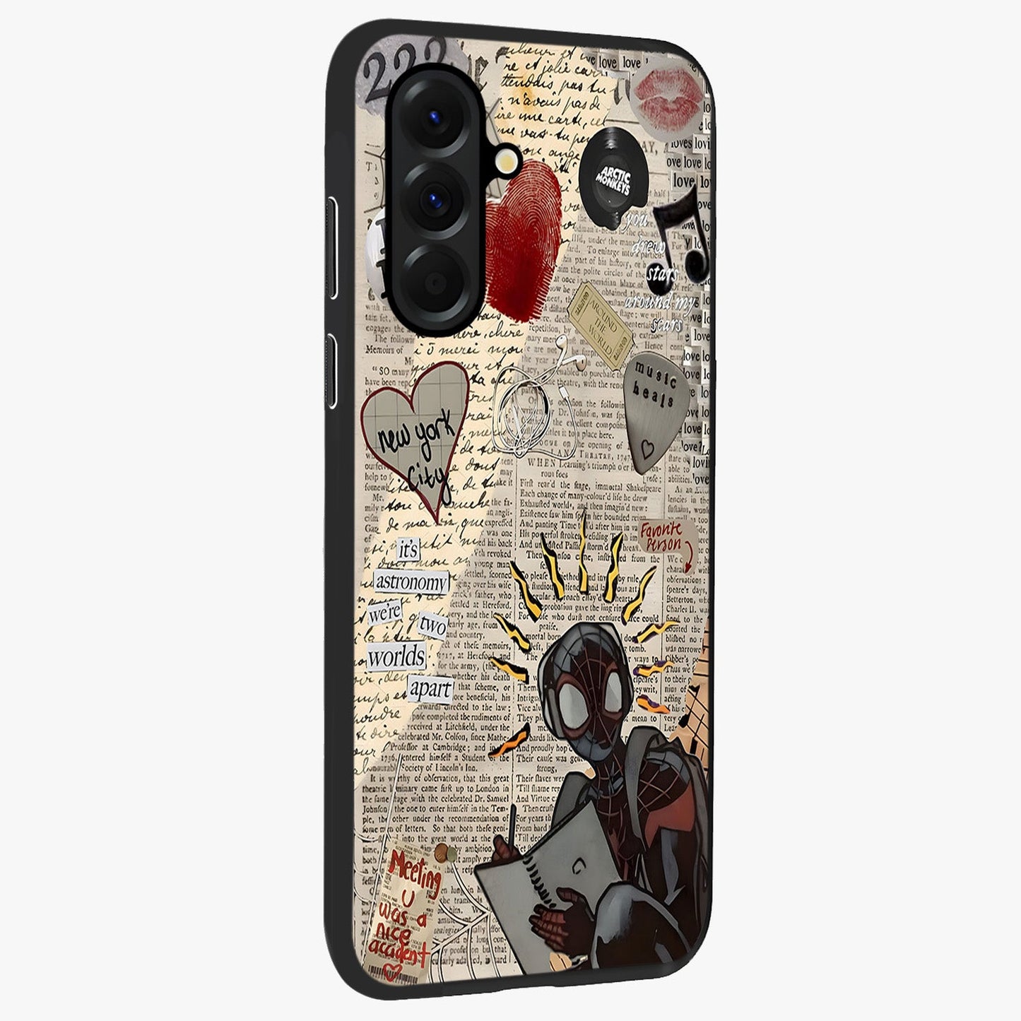 City Dream Sketch Glass Case upright view showcasing urban skyline artwork with stylish hand drawn design.