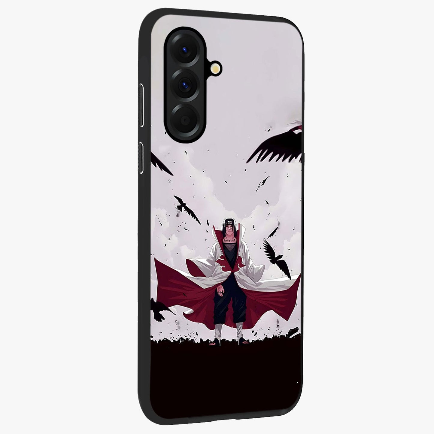 Crimson Crow Ascension Glass Case upright view showcasing dramatic crow artwork with bold gothic theme.