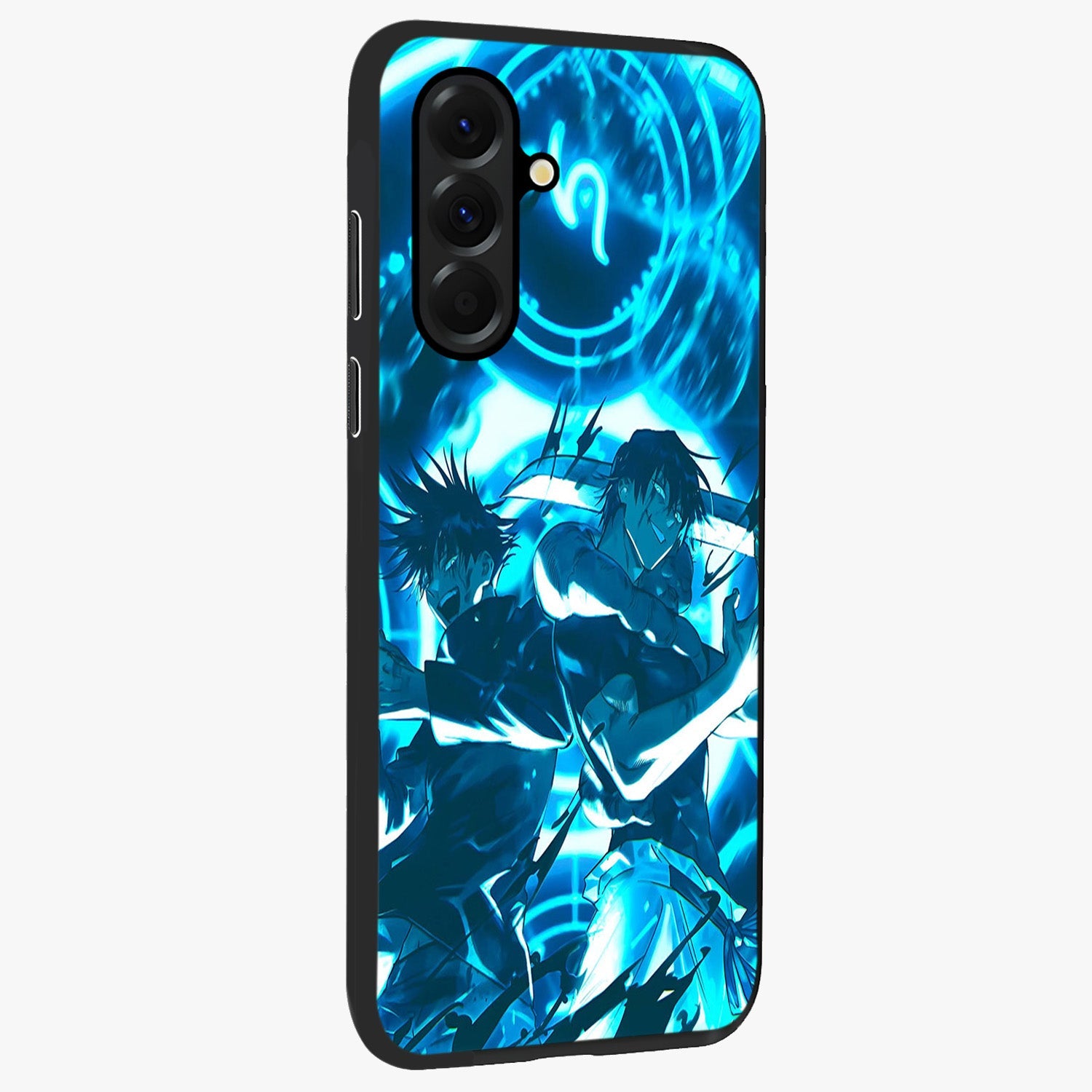 Cursed Energy Clash Glass Case upright view showcasing dramatic clash artwork with bold supernatural theme.