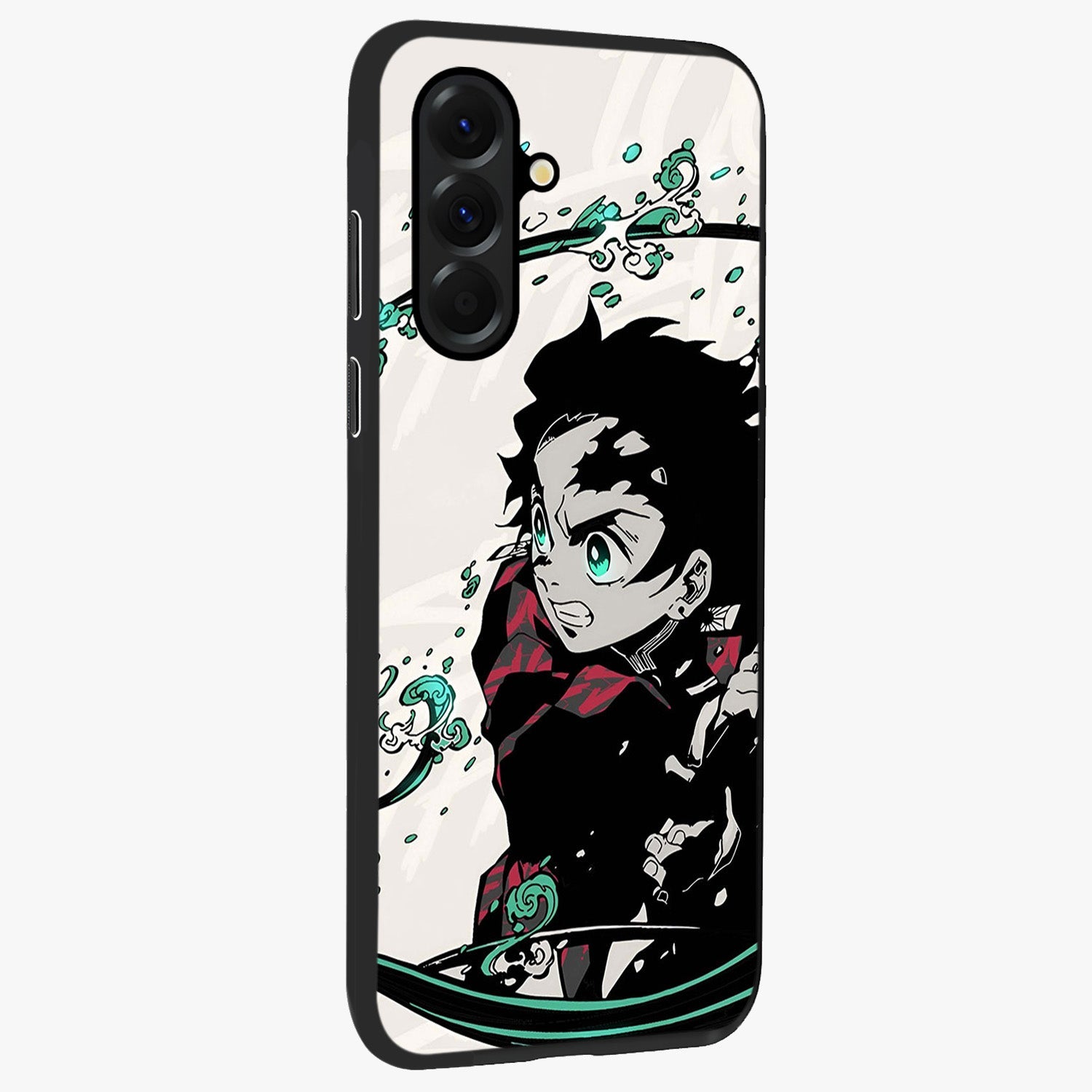 Demon Slayer Glass Case upright view showcasing powerful anime artwork with intense warrior theme.