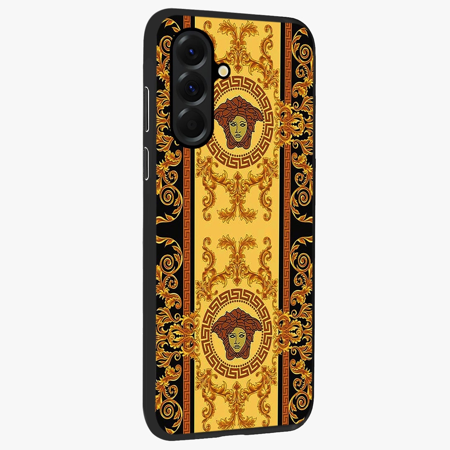 Golden Lotus Glow Glass Case upright view showcasing luminous lotus artwork with peaceful divine theme.