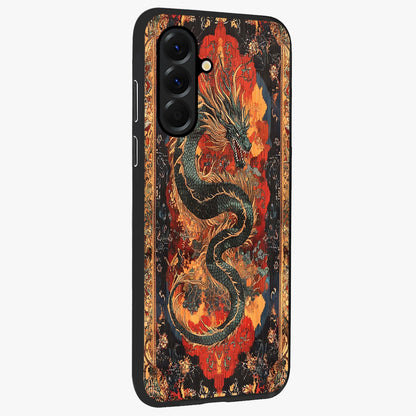 Inferno Dragon Soul Glass Case upright view showcasing intense dragon artwork with fantasy fire theme.