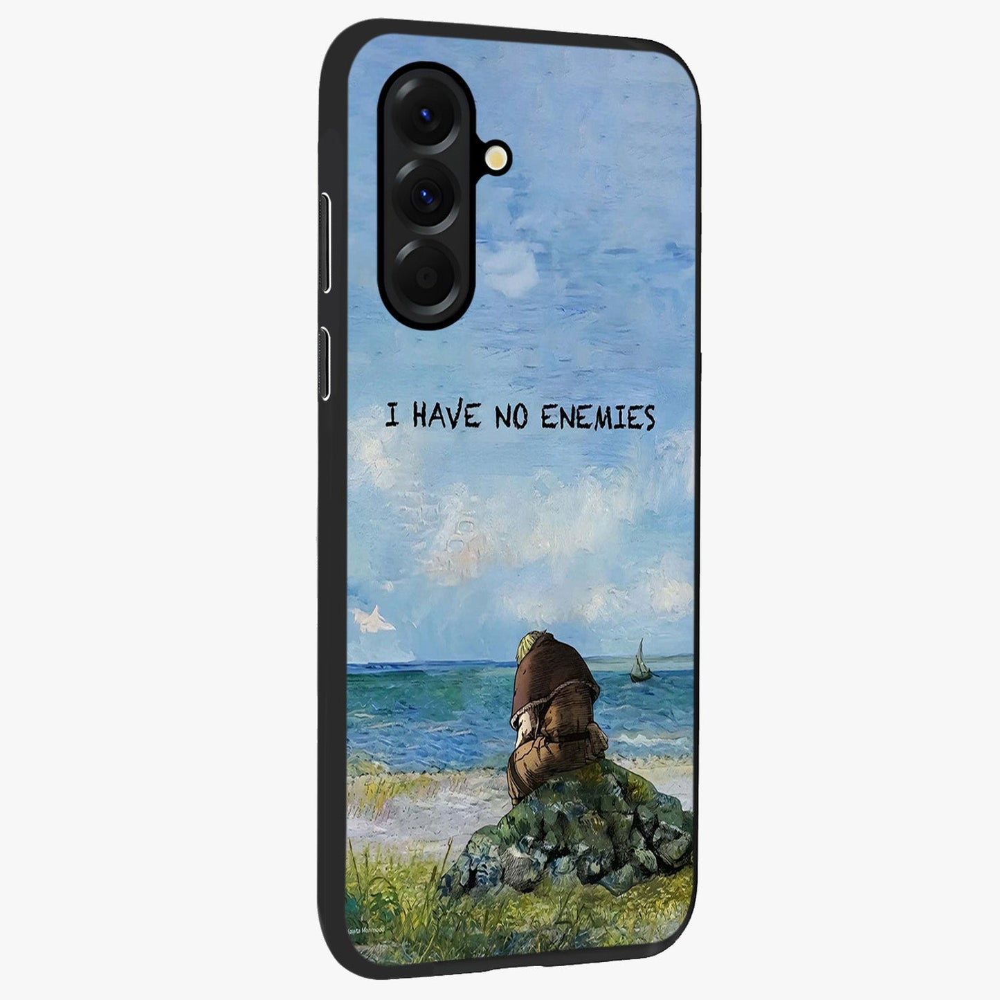 Peace Beyond War Glass Case upright view showcasing powerful peace symbol artwork with inspirational theme.