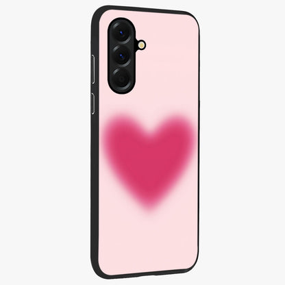 Pink Aura Heart Glass Case upright view showcasing romantic heart artwork with soft pastel theme.
