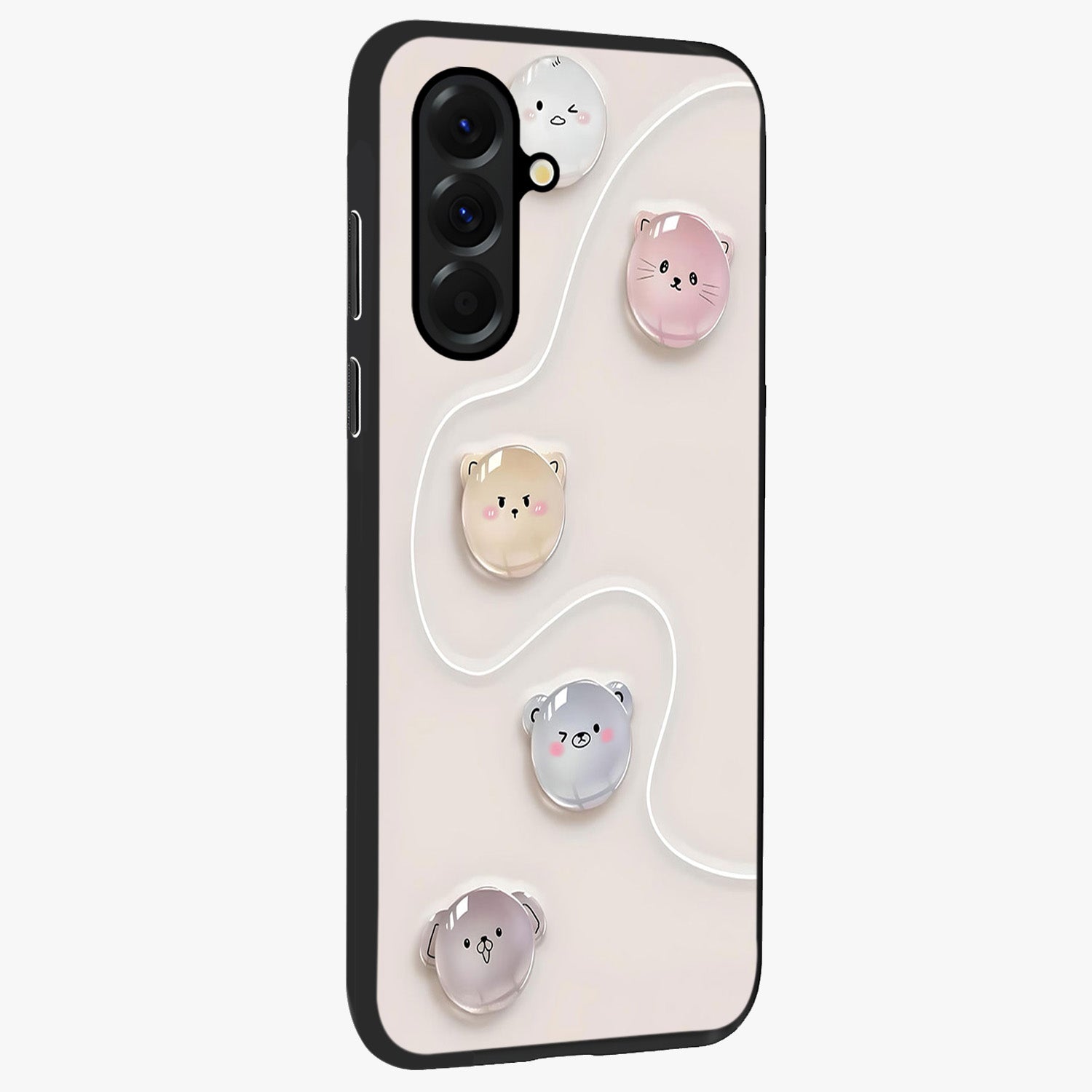 Puffy Face Parade Glass Case upright view showcasing adorable character artwork with cheerful animated theme.