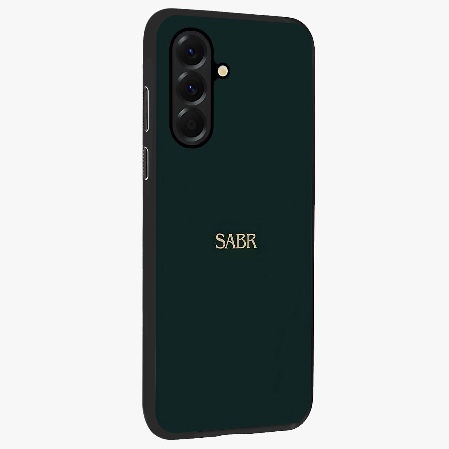 Sabr Minimal Patience Glass Case upright view showcasing calm minimalist artwork with motivational patience theme.