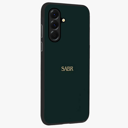 Sabr Minimal Patience Glass Case upright view showcasing calm minimalist artwork with motivational patience theme.
