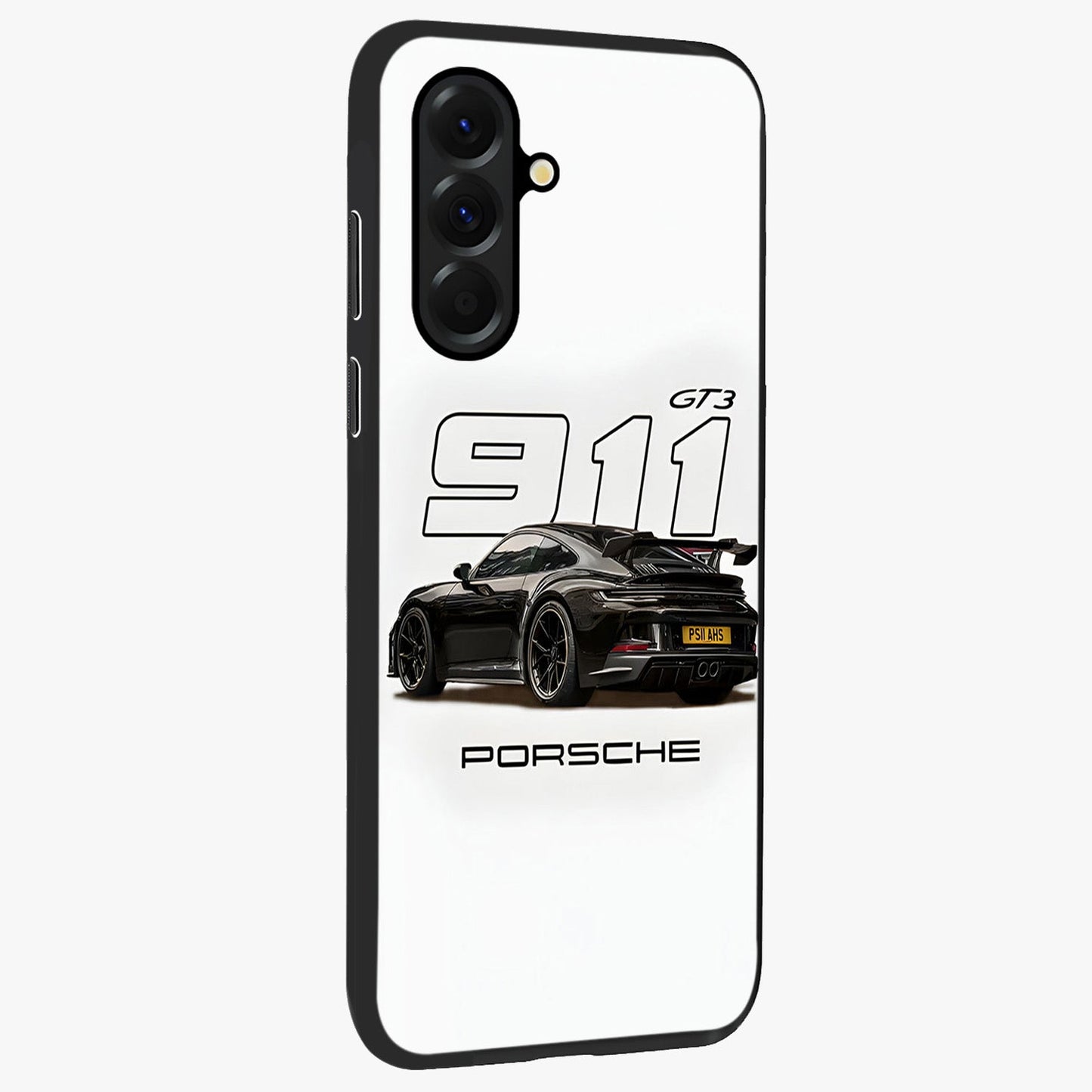 Turbo Legacy Icon Glass Case upright view showcasing bold racing inspired artwork with classic car theme.