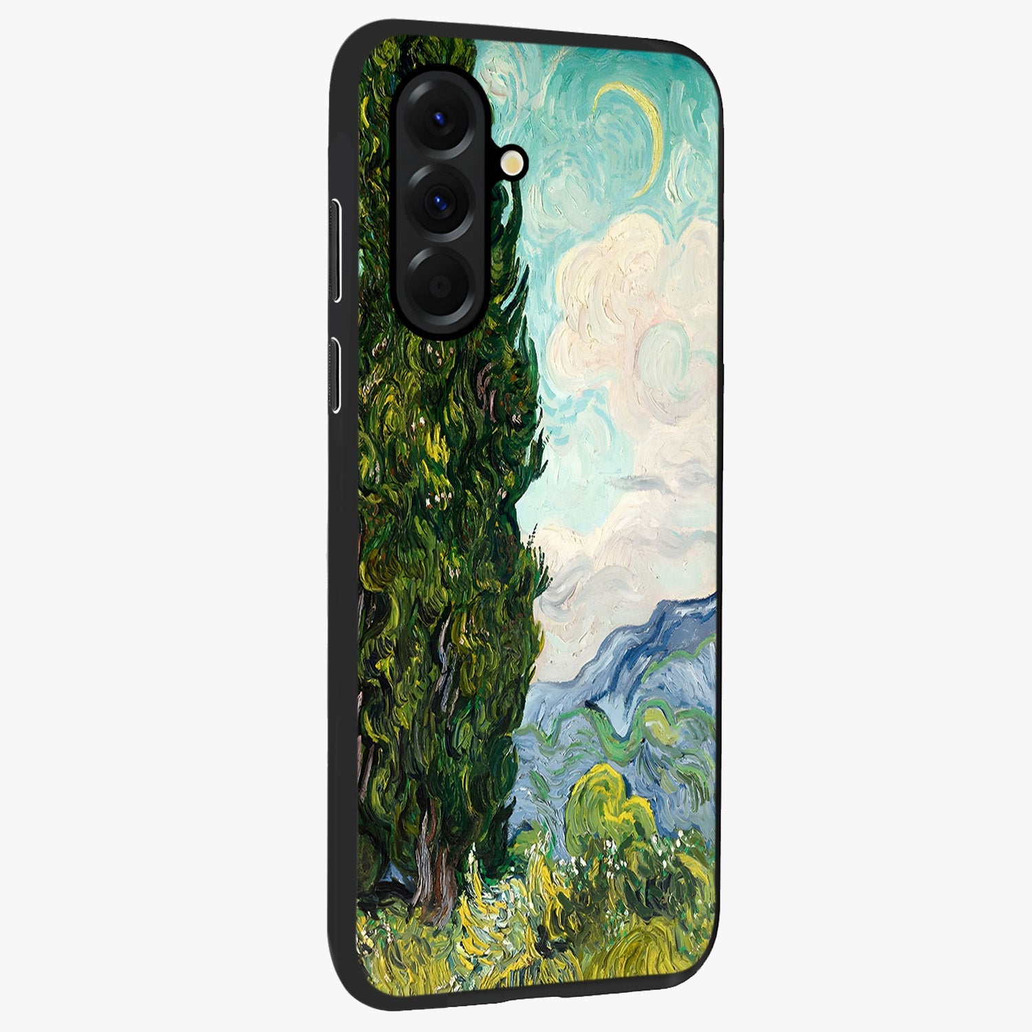 Van Gogh Vintage Art Glass Case upright view showcasing elegant vintage painting artwork with artistic heritage theme.