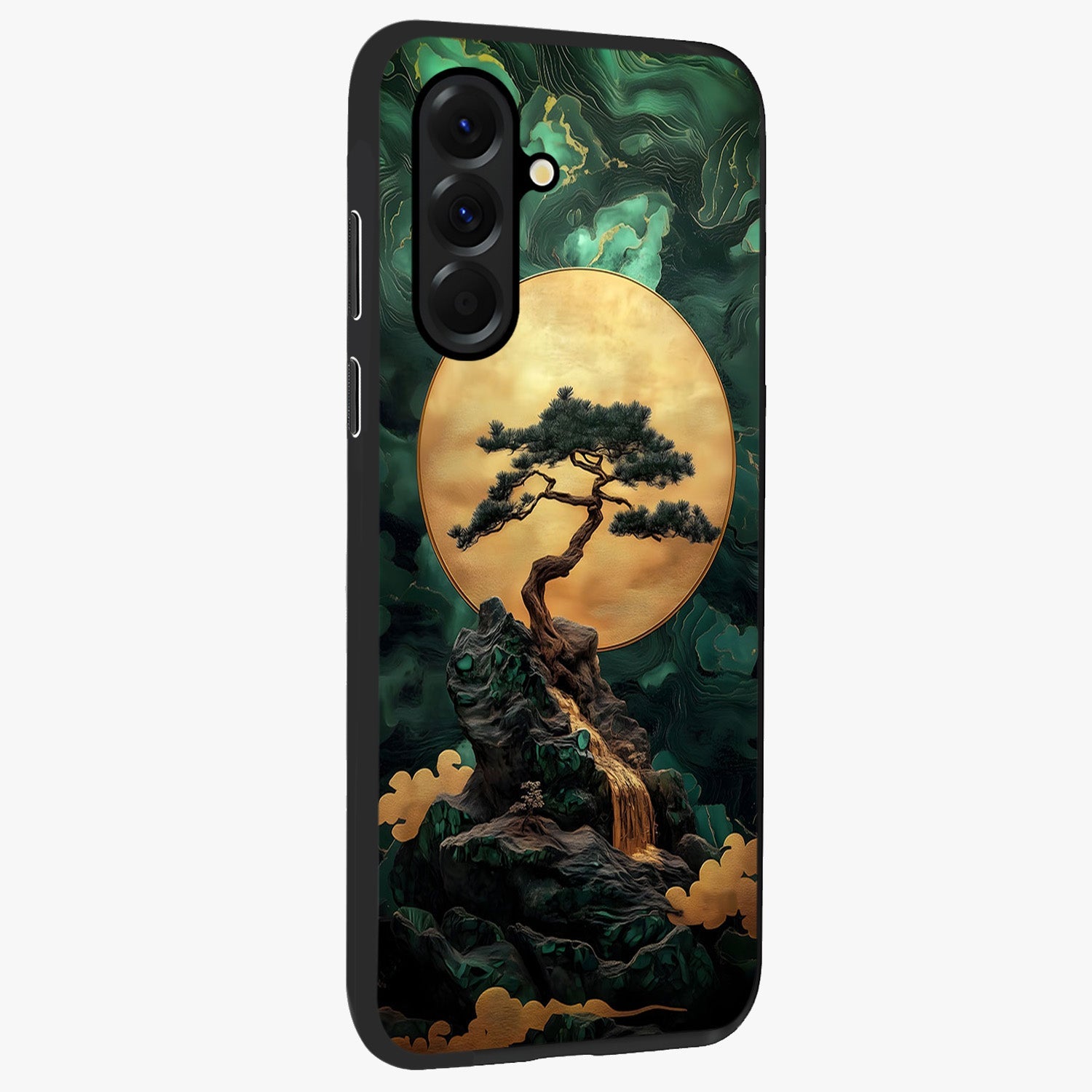 Zen Moon Rise Glass Case upright view showcasing serene moon artwork with tranquil night theme.