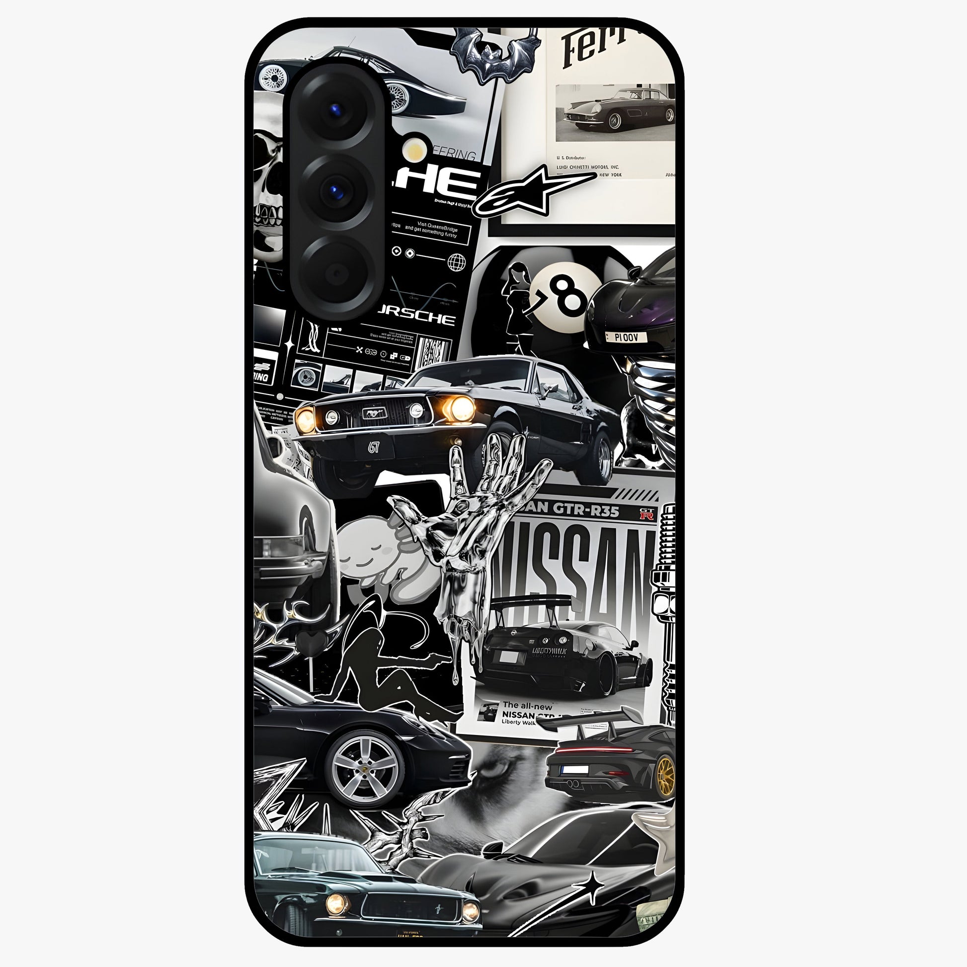 Aesthetic Dark Love Glass Case showing flat back view with dark romantic artwork and glossy glass finish.