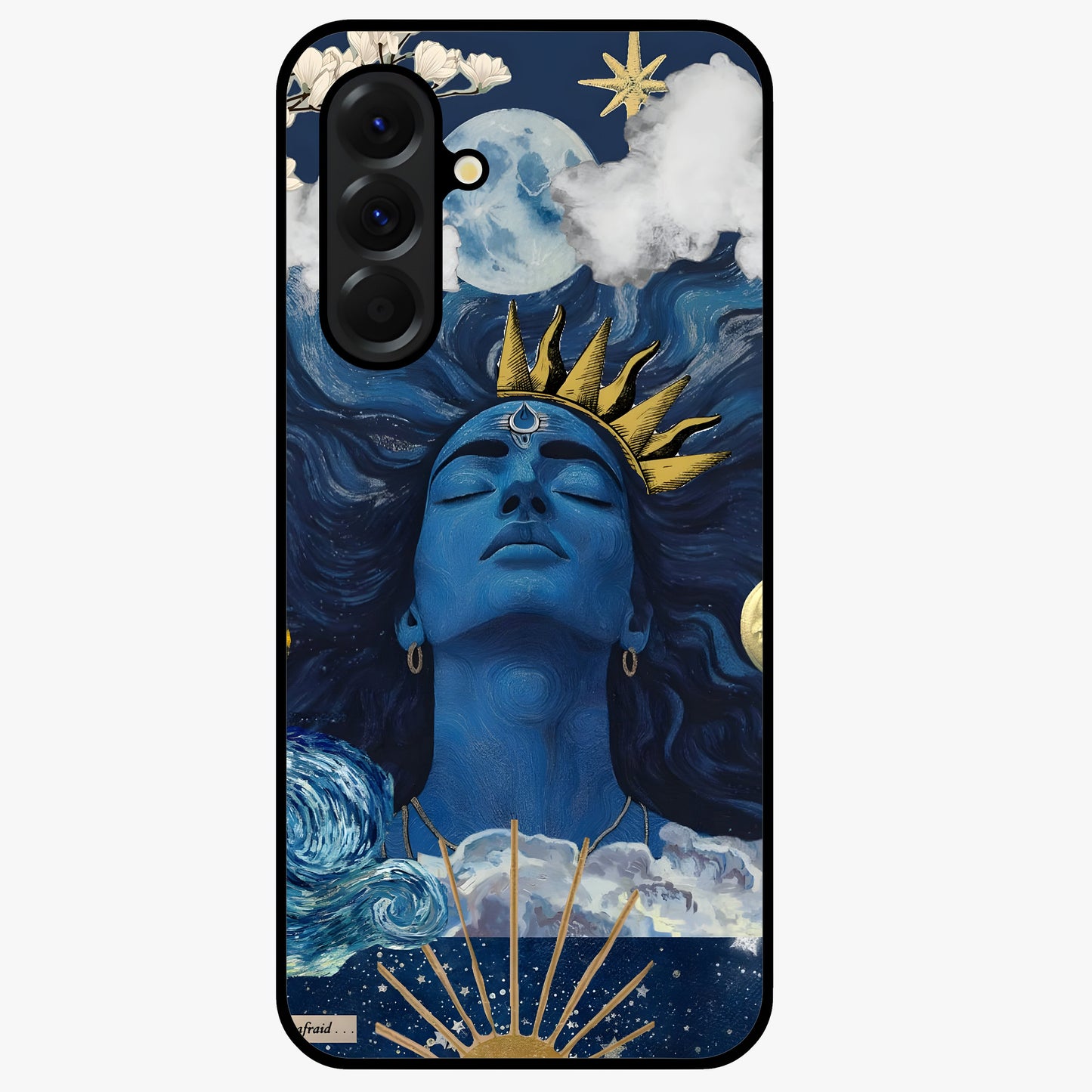 Aesthetic Lord Shiva Glass Case showing flat back view with divine Shiva artwork and glossy glass finish.