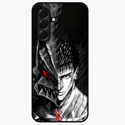 Berserker Blood Oath Glass Case showing flat back view with fierce warrior inspired artwork and glossy glass finish.