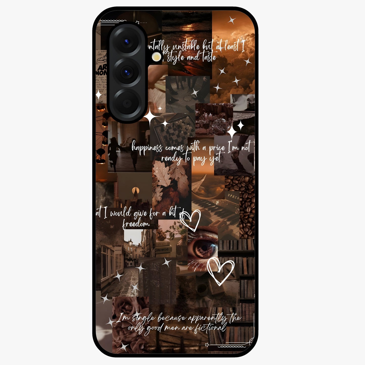 Bittersweet Aesthetic Chaos Glass Case showing flat back view with artistic chaotic aesthetic design and glossy glass finish.