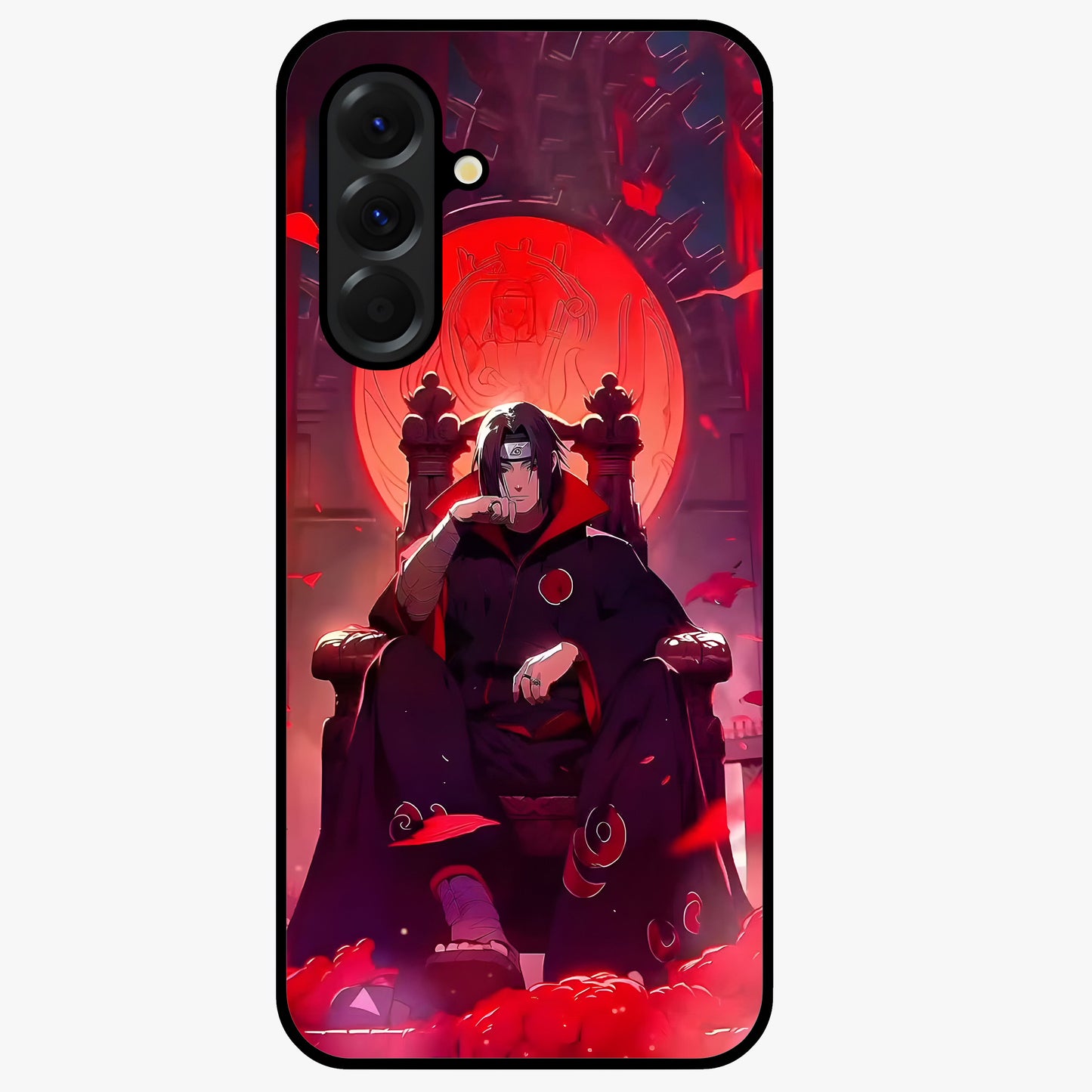 Blood Moon Sovereign Glass Case showing flat back view with mystical blood moon artwork and glossy glass finish.