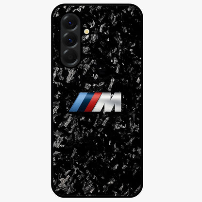 Carbon Speed Mark Glass Case showing flat back view with sporty carbon pattern artwork and glossy glass finish.