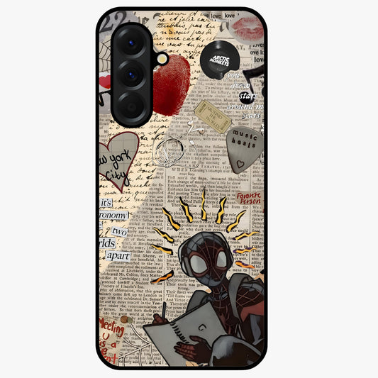 City Dream Sketch Glass Case showing flat back view with artistic city skyline sketch artwork and glossy glass finish.