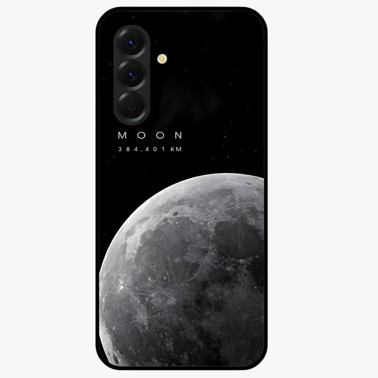 Cosmic Moon Glow Glass Case showing flat back view with glowing moon artwork and glossy glass finish.
