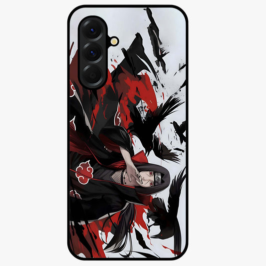 Crimson Crow Illusion Glass Case showing flat back view with artistic crow illusion artwork and glossy glass finish.