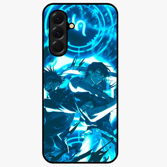 Cursed Energy Clash Glass Case showing flat back view with intense cursed energy artwork and glossy glass finish.
