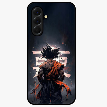 Dark Warrior In Rain Glass Case showing flat back view with warrior artwork in rainy atmosphere and glossy glass finish.